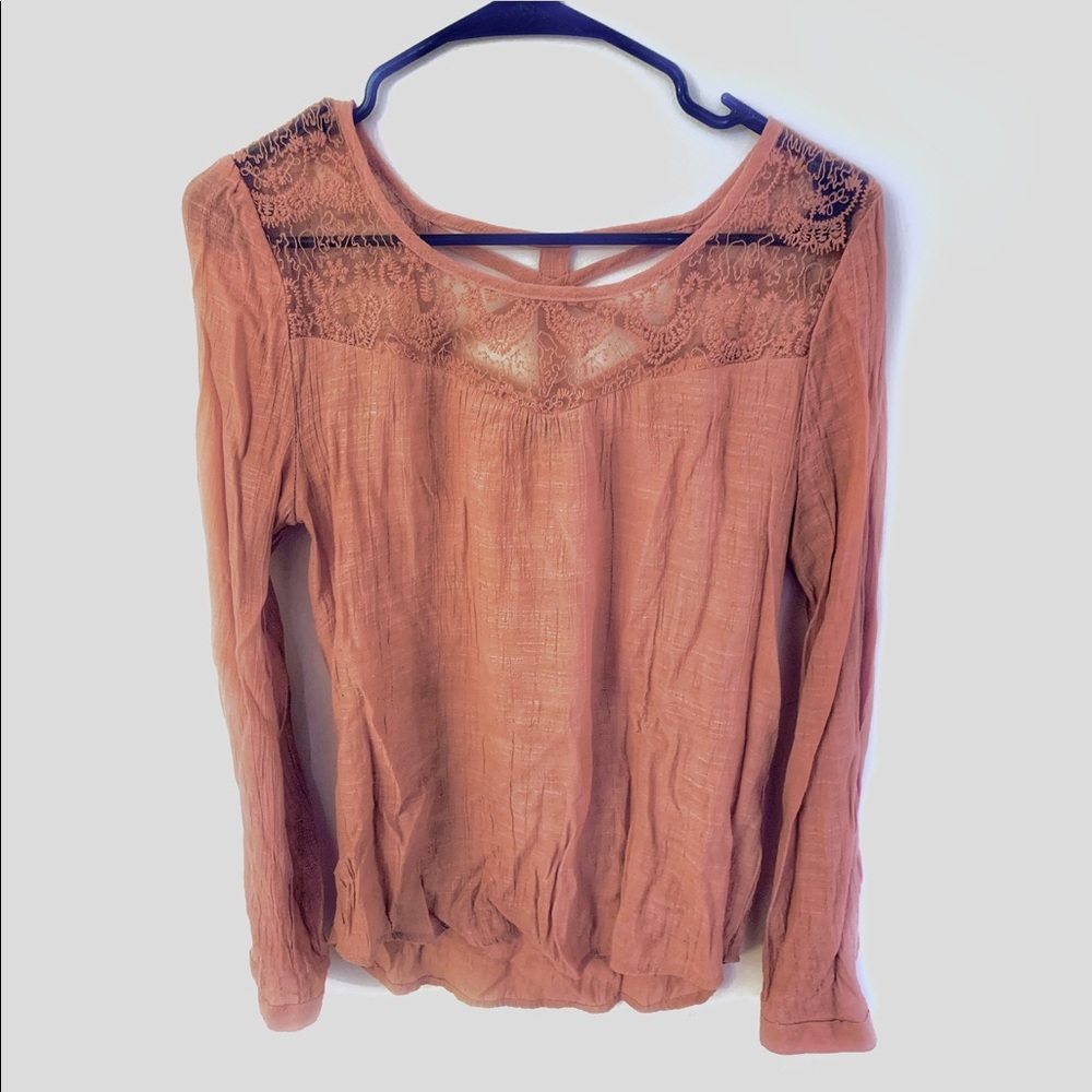 Rose Pink Long Sleeve Blouse with Detailing